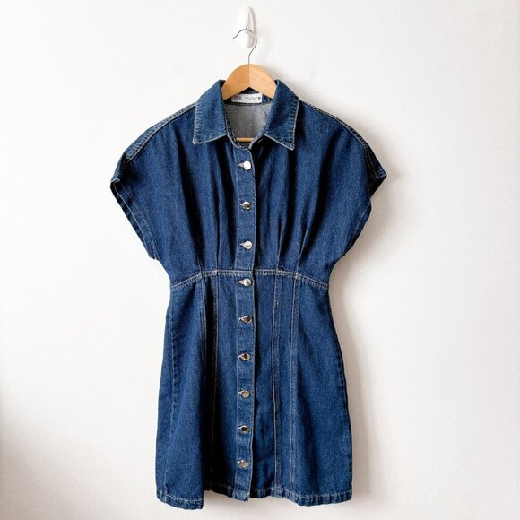 Zara Denim Mini Dress NWT Blue Size Medium Blogger Fav - Picture 4 of 10